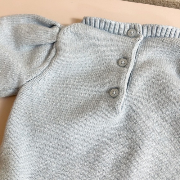 JANIE AND JACK light blue flower applique puff sleeve sweater sz 6-12 months - Picture 9 of 9